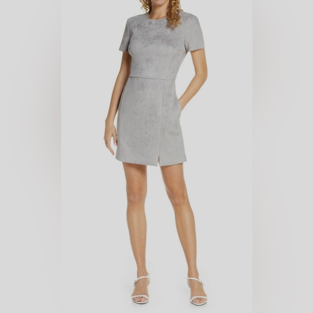 French Connection Faux Suede Dress in Grey Size 10